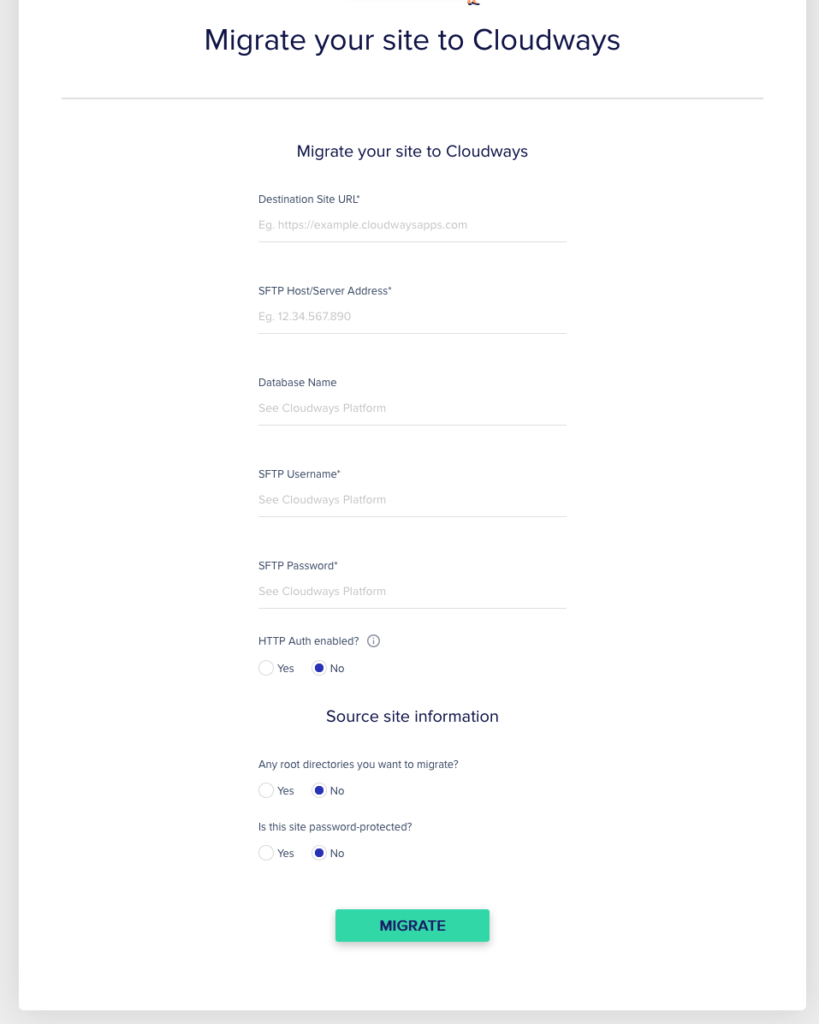 Cloudways WordPress Migration Configuration