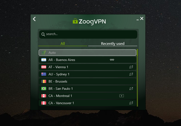 ZoogVpn Server Search