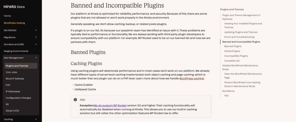 Kinsta Banned And Incompatible Plugins