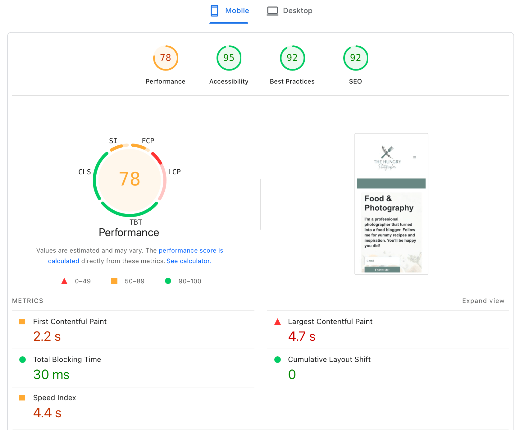 Pagespeed Mobile Clean