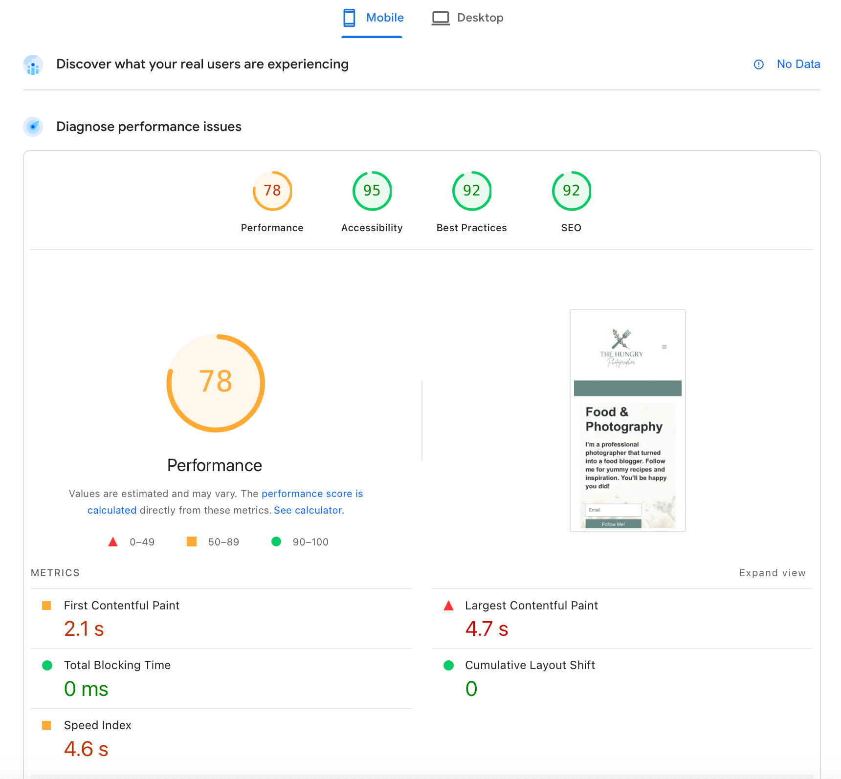 Pagespeed Mobile Woo