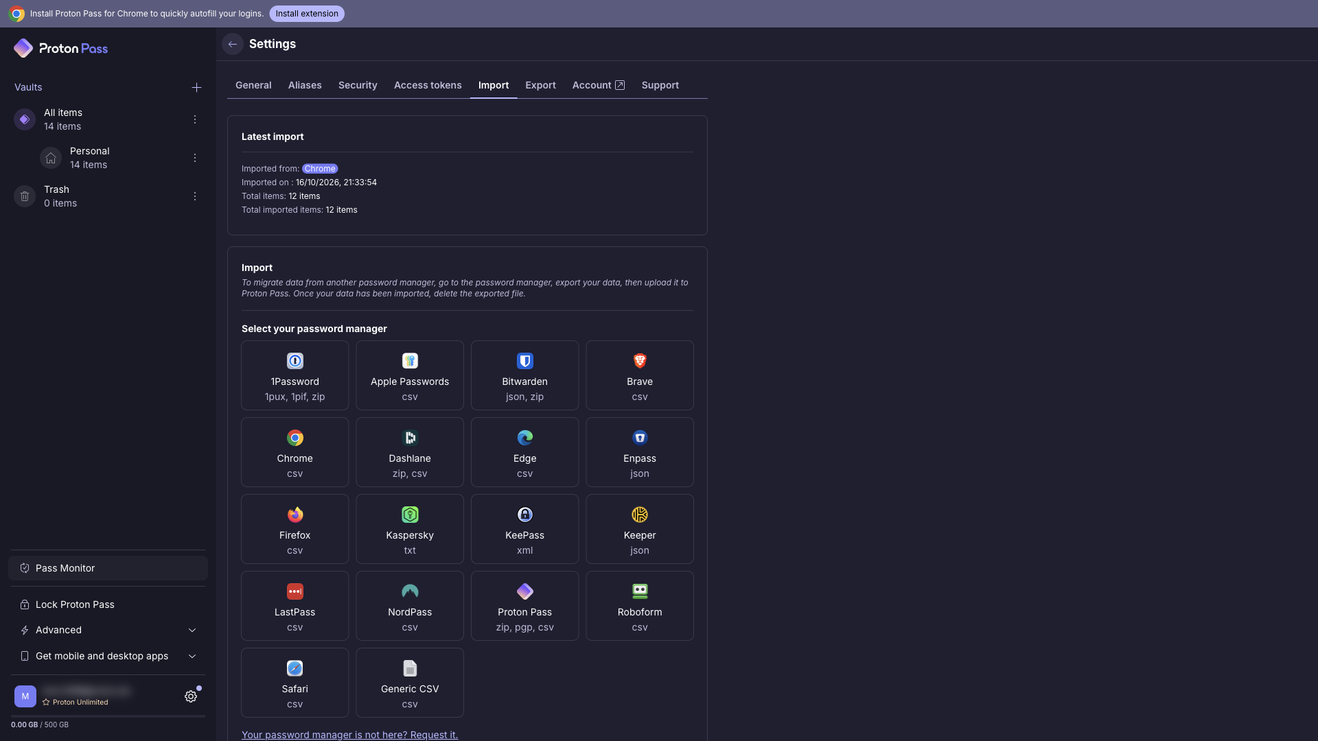 Importing from other password managers