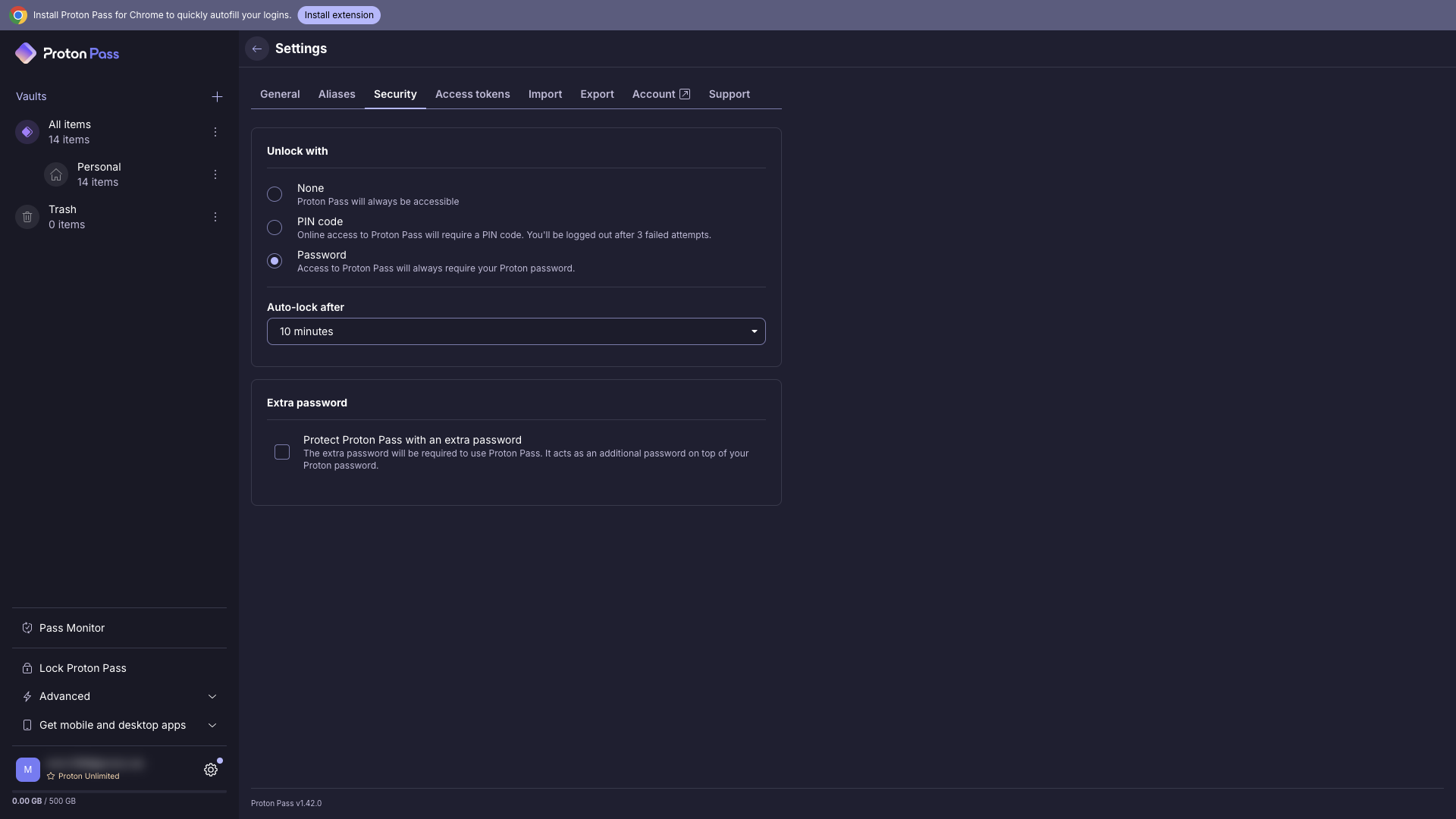 Security settings